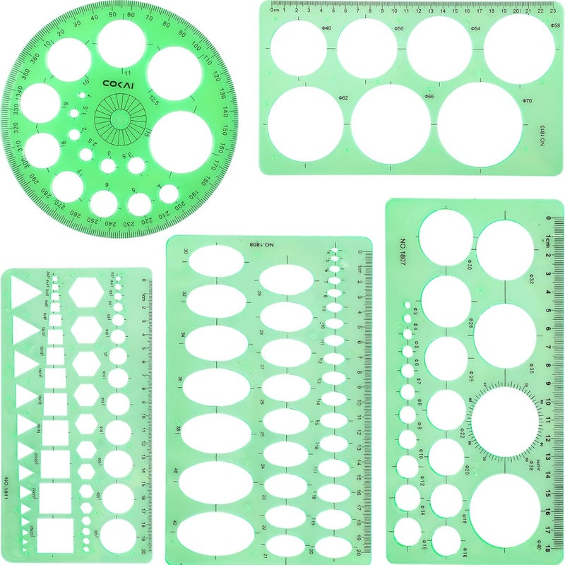 ForraFun 5 Pack Circle Template Circle Round Stencil Templates for Drafting Drawing Stencils Drafting Tools for Office and School Building Formwork Drawings Templates, Large and Small Size - Image 1